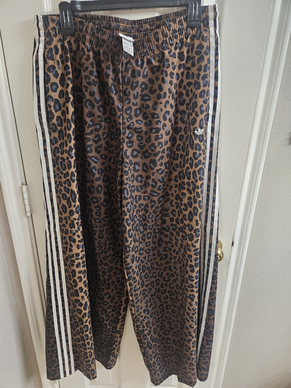 Adidas Leopard Print Wideleg Track Pants - Brown Sz M 12-14